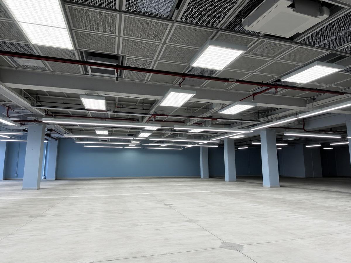 Commercial interior with newly installed LED ceiling lighting
